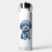 Bouteille D'eau Illustration de chien en patchwork de denim mignon (Salle de sport)