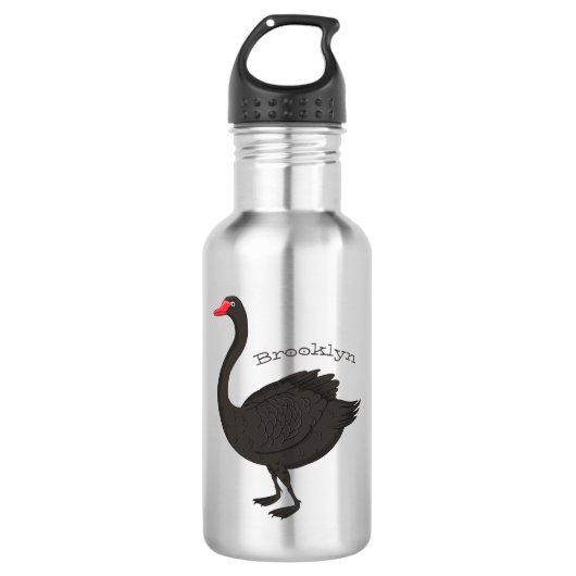 Bouteille D'eau Illustration de cygne noir (Devant)