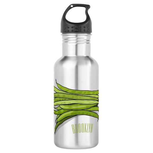 Bouteille D'eau Illustration de haricots verts (Devant)
