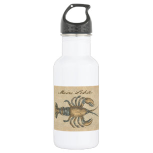 Bouteille D'eau Illustration de homard vintage : damas côtier