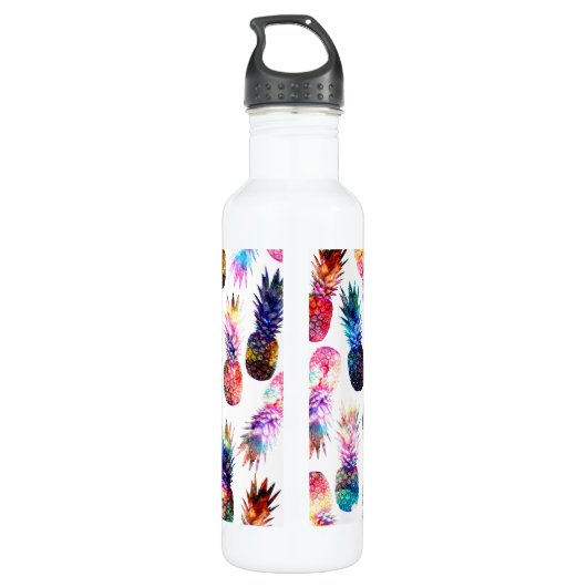 Bouteille D'eau Illustration de l'aquarelle et des ananas nébuleux (Dos)