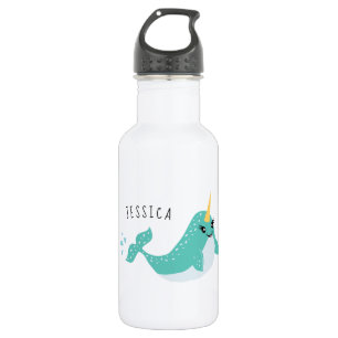 Bouteille D'eau Illustration de mignon Narwhal avec cils