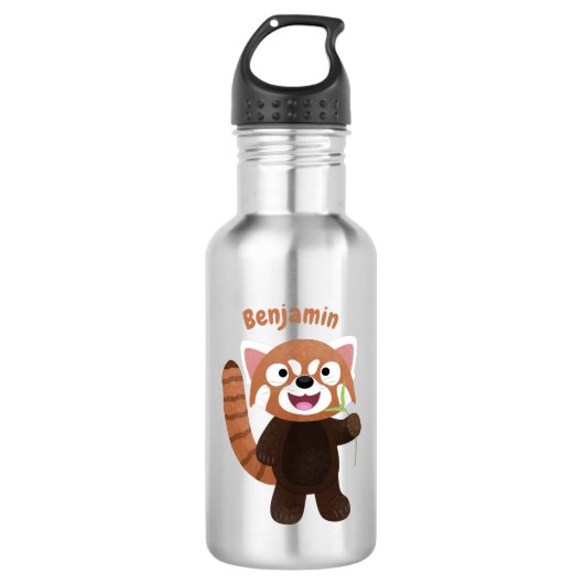 Bouteille D'eau Illustration de panda rouge mignon (Devant)