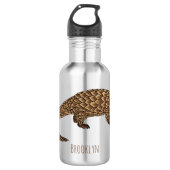 Bouteille D'eau Illustration de pangolin à queue longue (Devant)