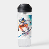 Bouteille D'eau Illustration de snowboarder de nom personnalisé (Arrière)