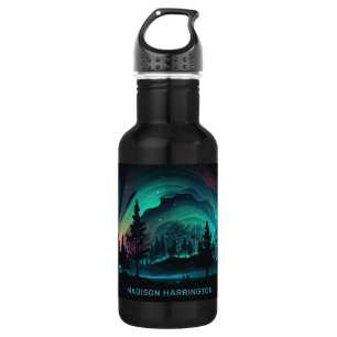 Bouteille D'eau Illustration du nom personnalisé Aurora Borealis