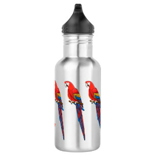 Bouteille D'eau Illustration du perroquet de macaw Scarlet
