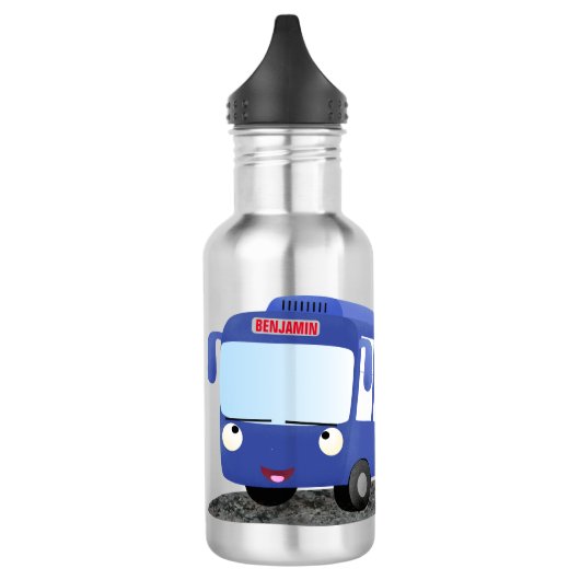 Bouteille D'eau Illustration d'un bus moderne bleu mignon (Gauche)