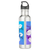 Bouteille D'eau Illustration Lily blanche bleu pâle violet (Dos)