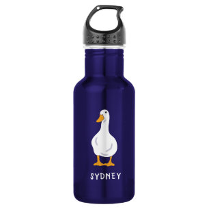 Bouteille D'eau Illustration personnalisée du canard blanc