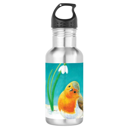 Bouteille D'eau Illustration Red Robin Bird (Devant)