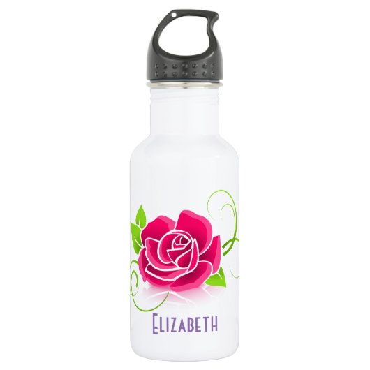 Bouteille D'eau Illustration rose customisée (Devant)