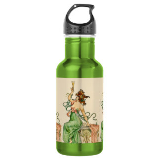 Bouteille D'eau Illustration vintage Art Nouveau de la Dame du Cha