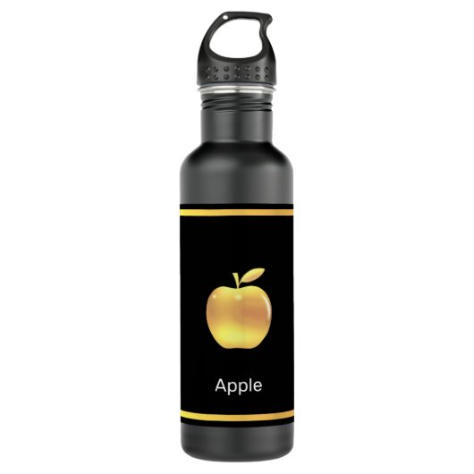 Bouteille D'eau Image et texte d'Apple doré personnalisées sur noi (Devant)