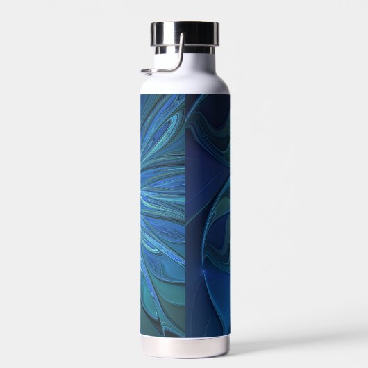 Bouteille D'eau Imaginaire Fleur Bleue Motif, Art Fractal Abstrait (Plage)