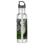 Bouteille D'eau Imaginaire Monde Vert Et Gris Art Fractal Abstrait (Dos)