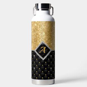 Bouteille D'eau Impression stylisée Crystal Gold diamant noir mono
