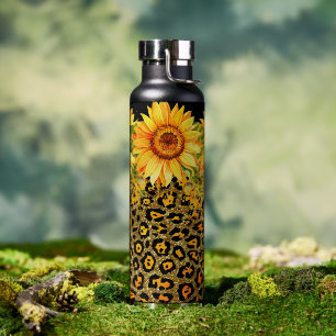 Bouteille D'eau Imprimé animal paillettes et tournesols