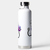 Bouteille D'eau Infirmière Stethoscope et Blue Pansy Floral (Droite)