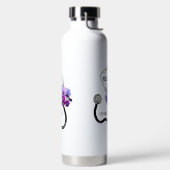 Bouteille D'eau Infirmière Stethoscope et Blue Pansy Floral (Droite)