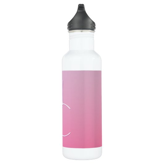 Bouteille D'eau Initiales de chevauchement modernes 2 | Ombre rose (Droite)
