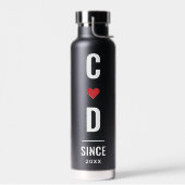 Bouteille D'eau Initiales en couple | Monogramme 4 photo noir mini (Gauche)