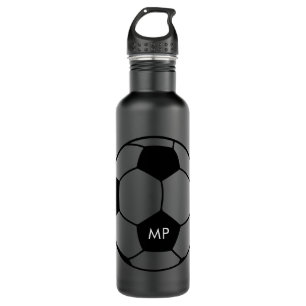 Bouteille D'eau Initiales personnalisées Football Noir Blanc