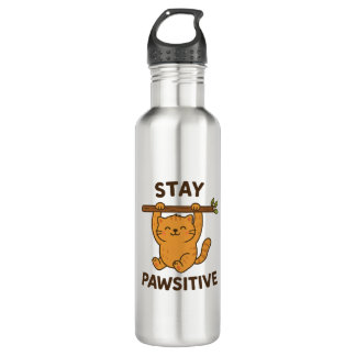 Bouteille D'eau Inspiring "Stay pawsitive" Quote Print