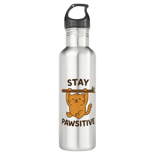 Bouteille D'eau Inspiring "Stay pawsitive" Quote Print (Devant)