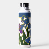Bouteille D'eau Iris bleu et violet avec nom (Gauche)