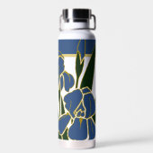 Bouteille D'eau Iris bleu et violet avec nom (Arrière)