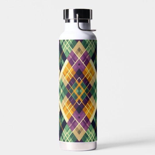 Bouteille D'eau Jacquard Mardi Gras jaune violet vert (Gauche)