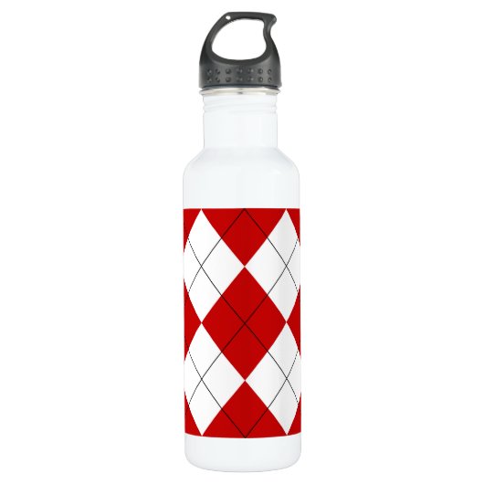 Bouteille D'eau Jacquard preppy Tartan Diamond Plaid Rouge Blanc (Devant)