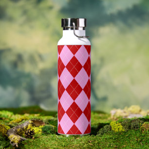 Bouteille D'eau Jacquard preppy Tartan Diamond Plaid Rouge rose