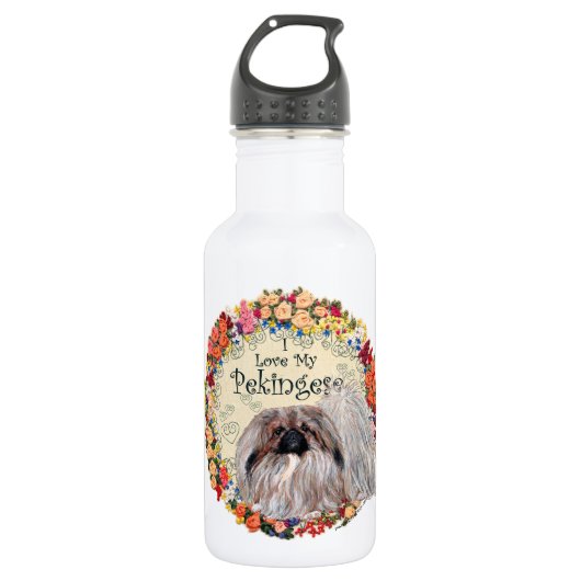 Bouteille D'eau J'adore mon Pékinois (Devant)