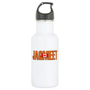 Bouteille D'eau Jagmeet Orange Bold Texte canadien Couleur du drap
