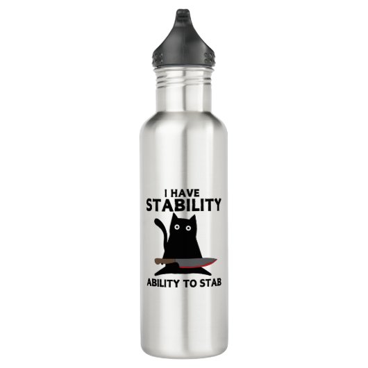 Bouteille D'eau J'Ai La Stabilité De Stab Funny Chat Noir (Droite)