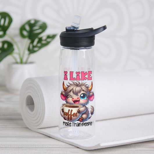 Bouteille D'eau J'aime le café plus que les gens (Yoga (pivotée))