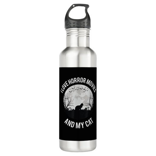 Bouteille D'eau J'Aime Les Films D'Horreur Et Mon Chat (Devant)