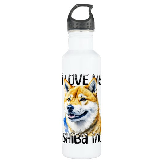 Bouteille D'eau J'Aime Mon Shiba Inu | Propriétaire de chien (Devant)