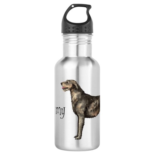 Bouteille D'eau J'aime mon Wolfhound irlandais (Devant)