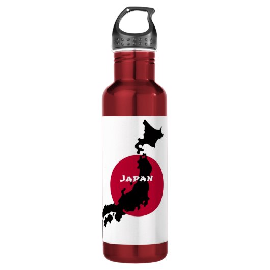 Bouteille D'eau Japon - Carte Silhouette et drapeau (Devant)