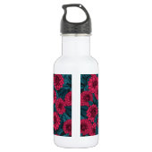 Bouteille D'eau Jardin de Dahlia Rouge/feuilles bleus (Dos)