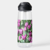 Bouteille D'eau Jardin de Tulipe pourpre Floral (Arrière)
