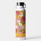 Bouteille D'eau Jardin Floral Boho Jaune Nom Personnalisé (Arrière)