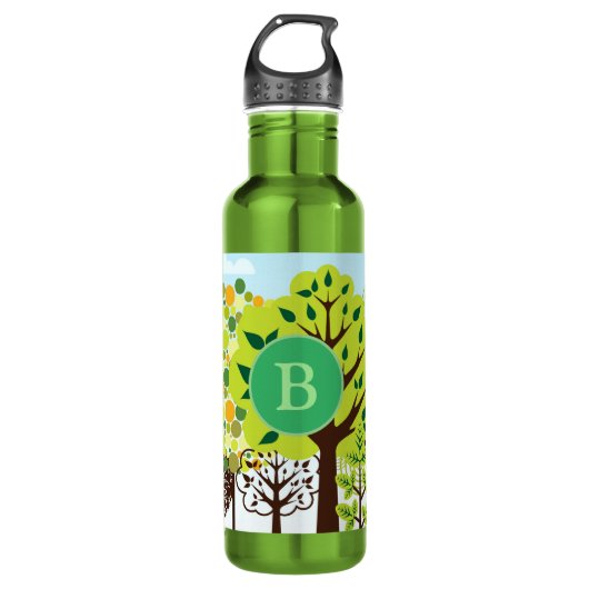 Bouteille D'eau Jardin forestier moderne Art Monogramme Nature ver (Devant)