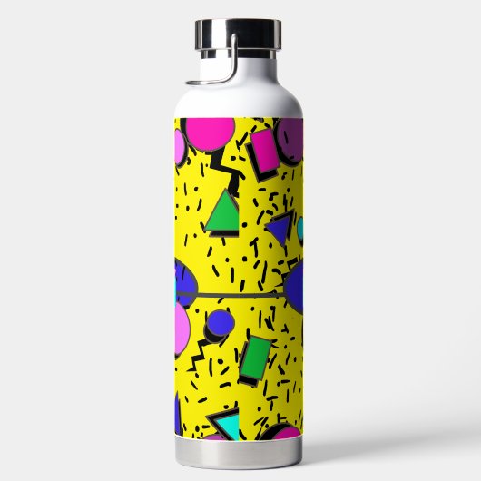 Bouteille D'eau Jaune 80s Memphis Style Abstrait Monogramme rétro (Droite)