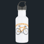 Bouteille D'eau Je profite de la retraite à vélo amusant<br><div class="desc">Cette bouteille d'eau fait un grand cadeau de retraite pour les cyclistes et toute personne qui aime faire du vélo. Il présente le message amusant "I'm Wheely Enjoying Retirement" en orange au-dessus d'une illustration d'un vélo orange assorti.</div>
