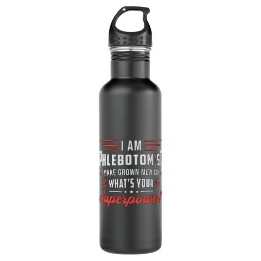 Bouteille D'eau Je Suis Phlebotomiste Superpower Phlebotomy Hospit (Devant)