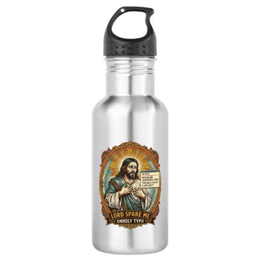 Bouteille D'eau Jésus Mauvaise Message Autocorrect Patron Embarras (Devant)